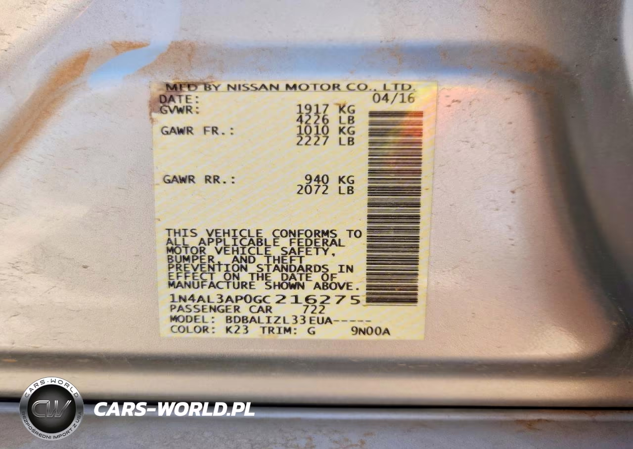 2016 Nissan Altima 2.5 Sv VIN:1N4AL3AP0GC216275 - 12