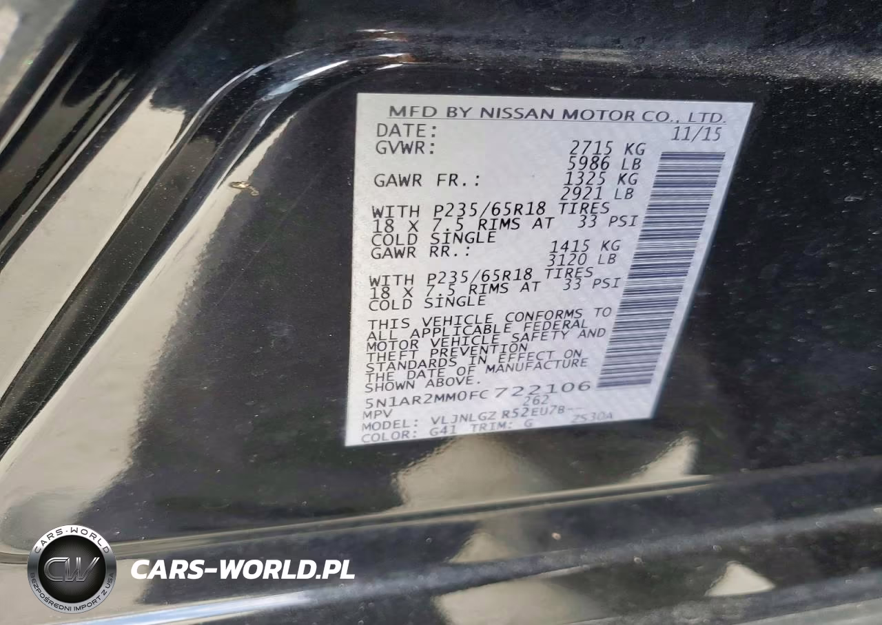 2015 Nissan Pathfinder Sl VIN:5N1AR2MM0FC722106 - 13