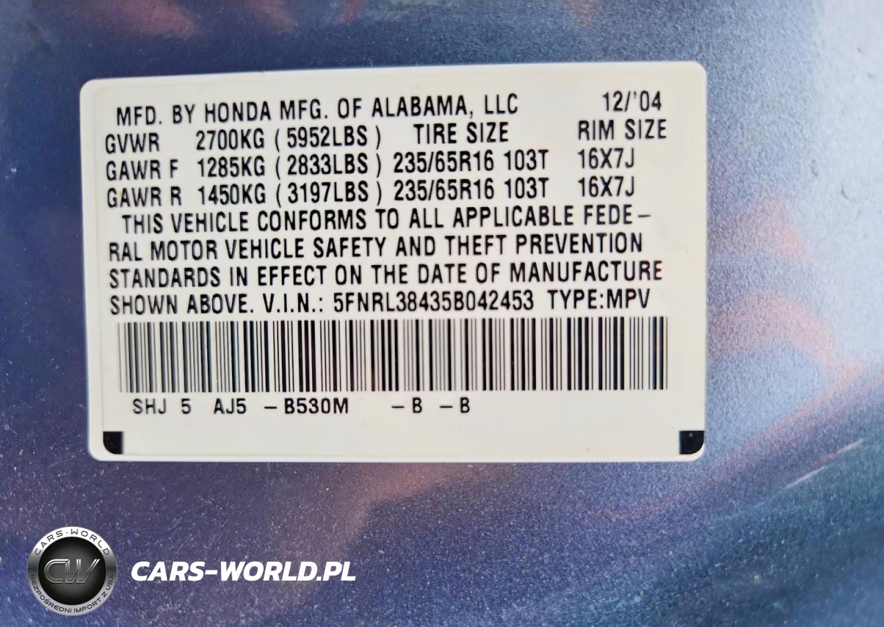 2005 Honda Odyssey Ex VIN:5FNRL38435B042453 - 13