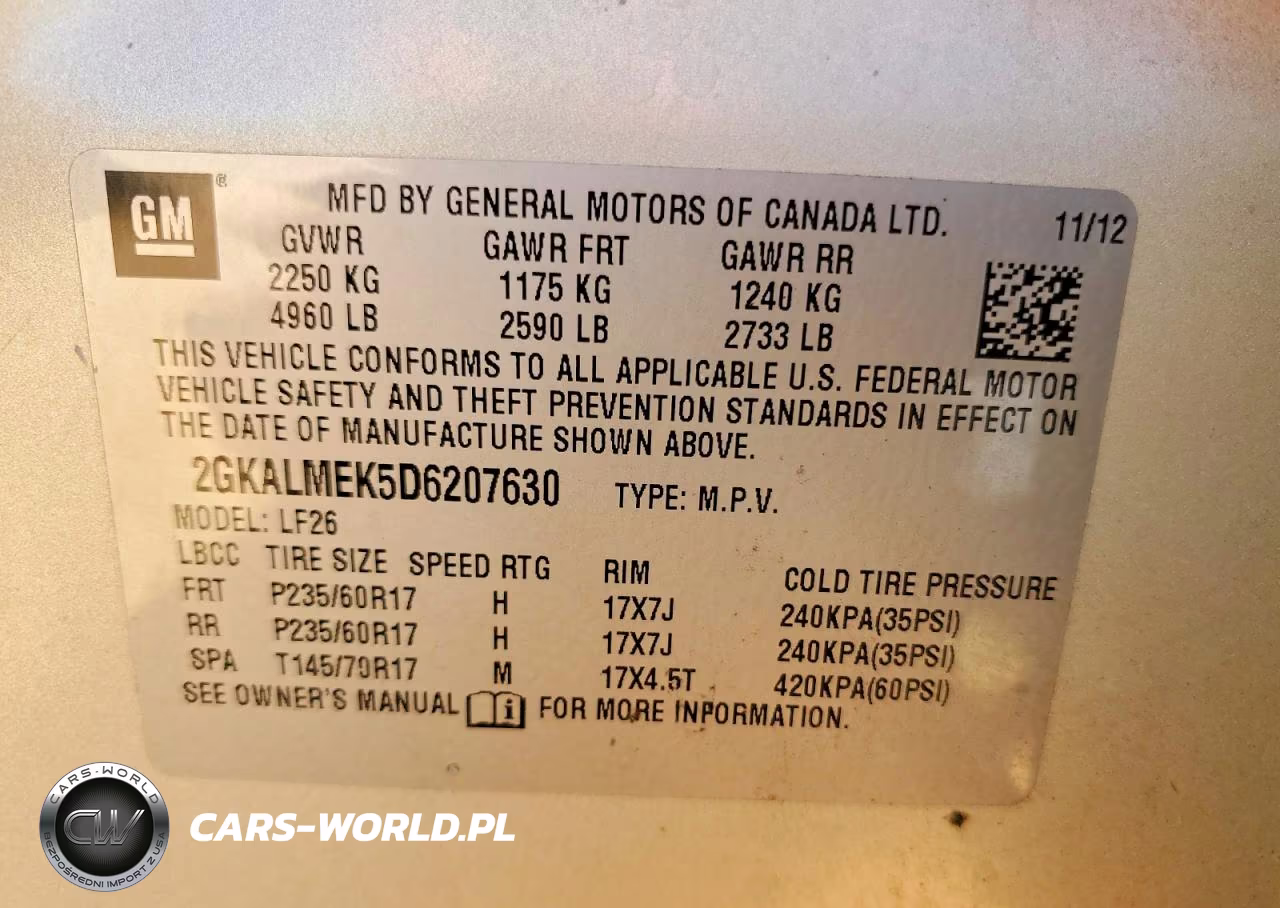 2013 GMC Terrain Sle VIN:2GKALMEK5D6207630 - 13