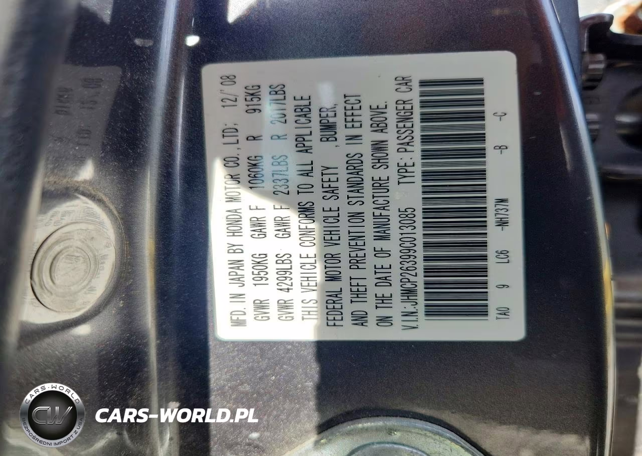 2009 Honda Accord Lx VIN:JHMCP26399C013085 - 12