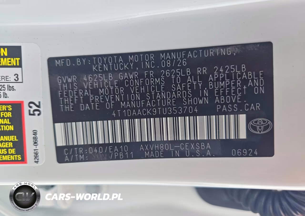 2026 Toyota Camry Se VIN:4T1DAACK9TU353704 - 12
