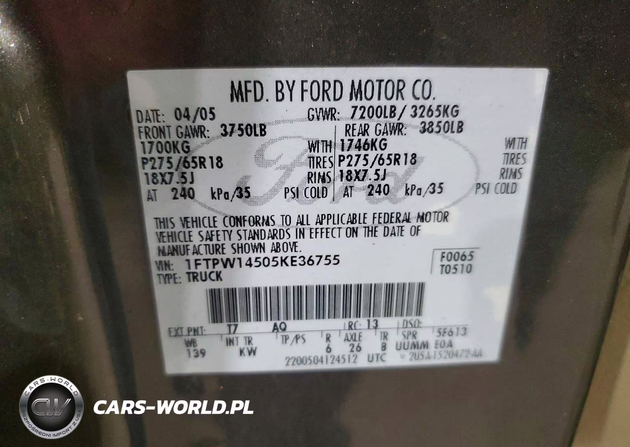 2005 Ford F150 Supercrew VIN:1FTPW14505KE36755 - 12