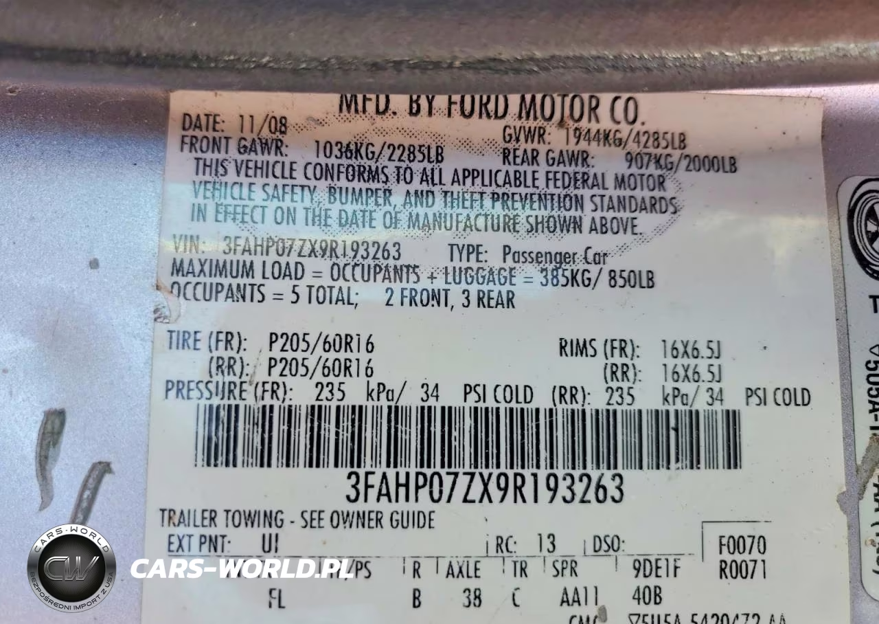 2009 Ford Fusion Se VIN:3FAHP07ZX9R193263 - 12