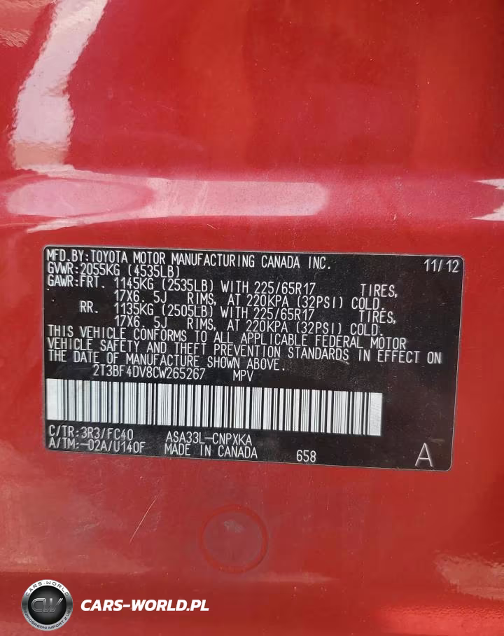 2012 Toyota Rav4 VIN:2T3BF4DV8CW265267 - 13