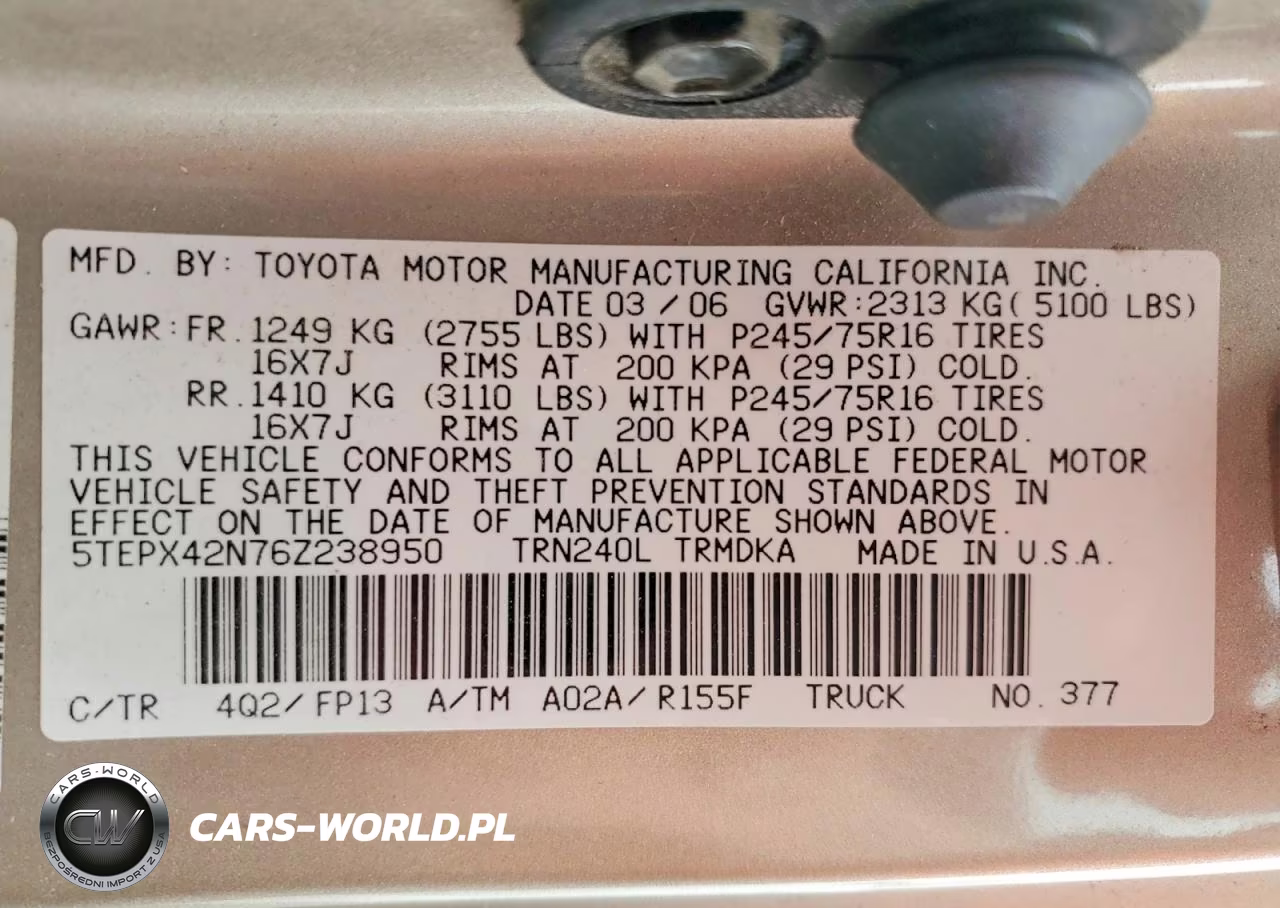 2006 Toyota Tacoma Base VIN:5TEPX42N76Z238950 - 13