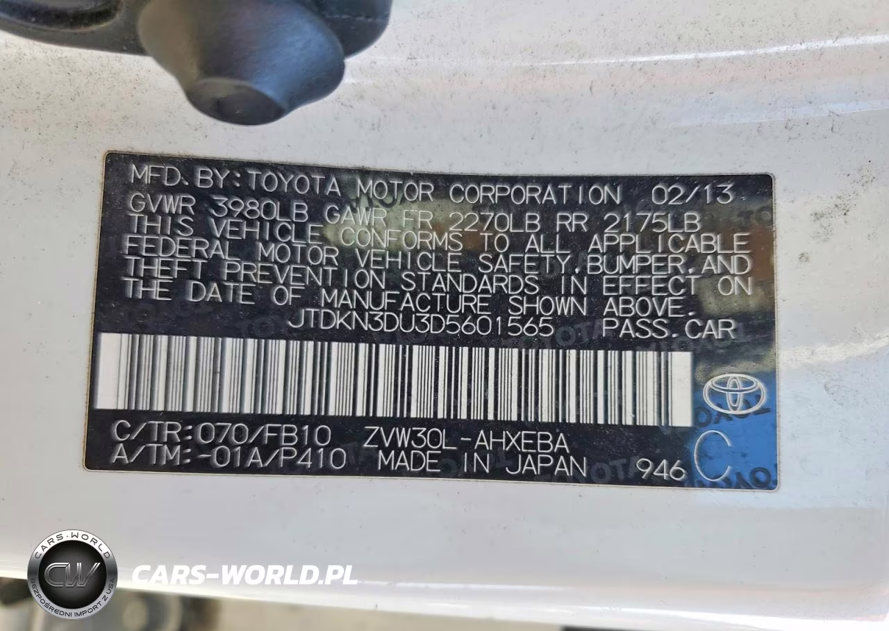 2013 Toyota Prius Two VIN:JTDKN3DU3D5601565 - 12