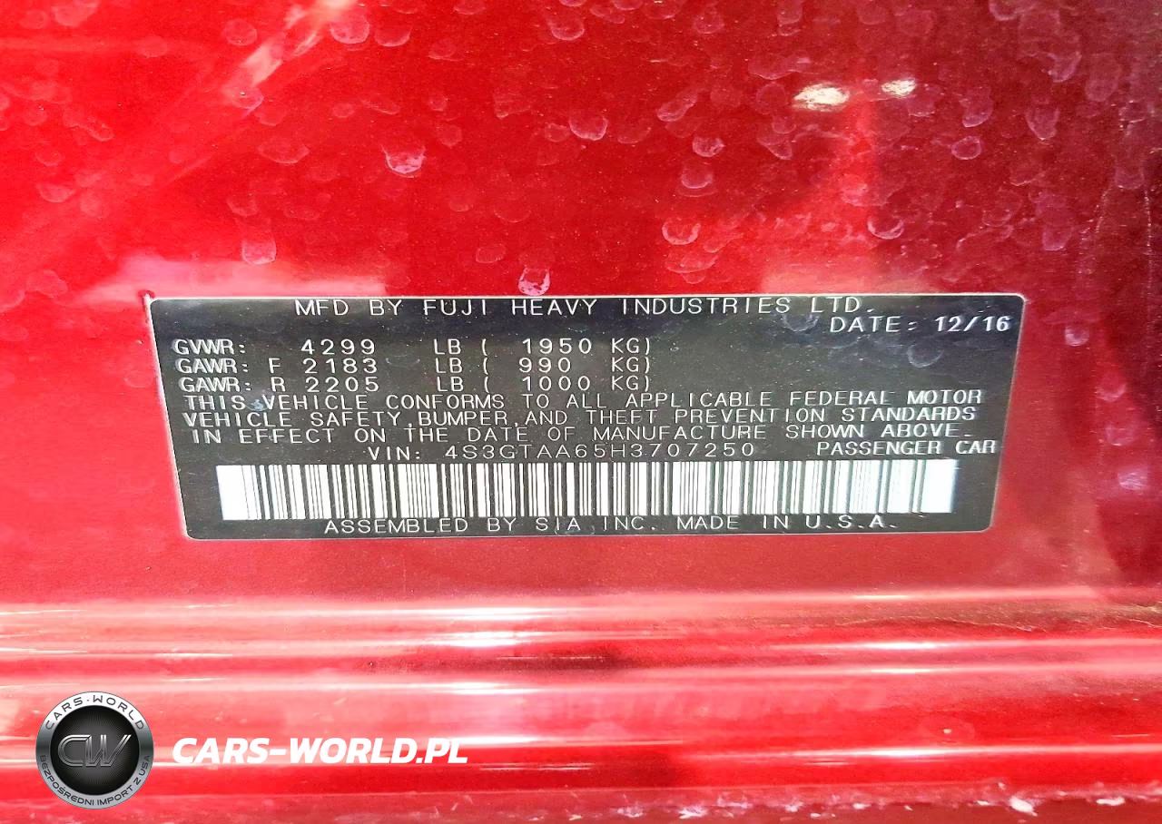 2017 Subaru Impreza VIN:4S3GTAA65H3707250 - 13