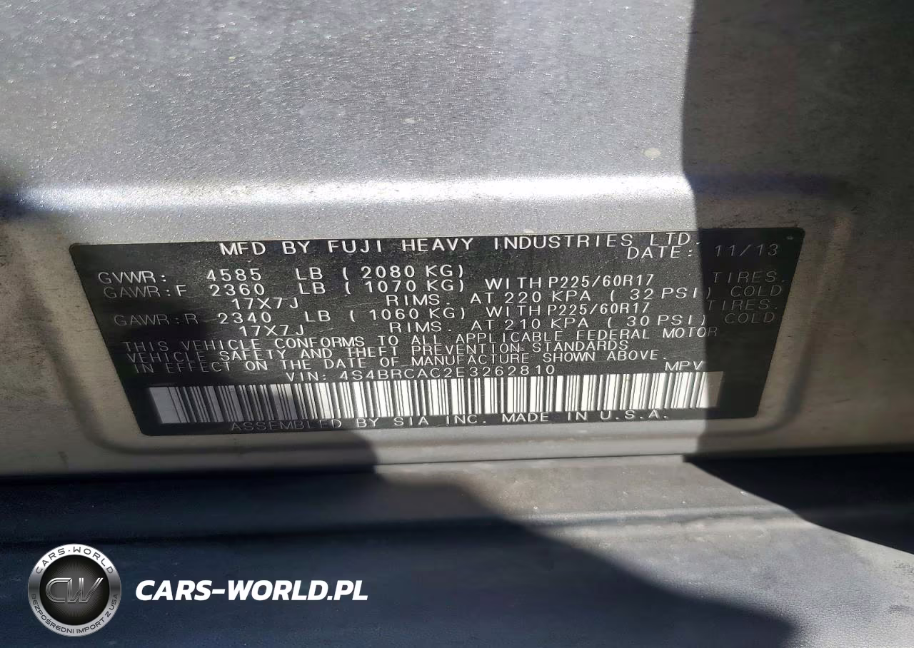 2014 Subaru Outback 2.5I VIN:4S4BRCAC2E3262810 - 13