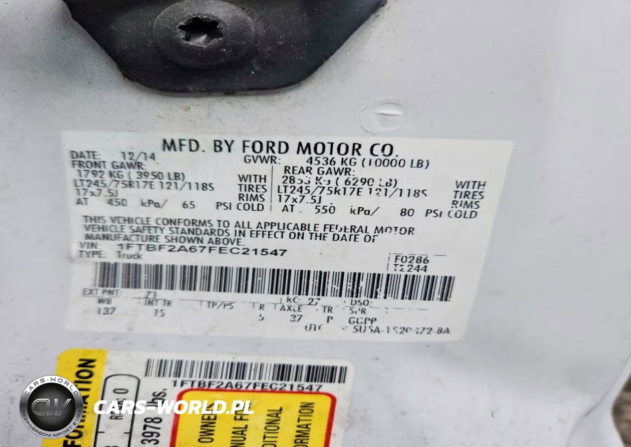 2015 Ford F250 Super Duty VIN:1FTBF2A67FEC21547 - 12