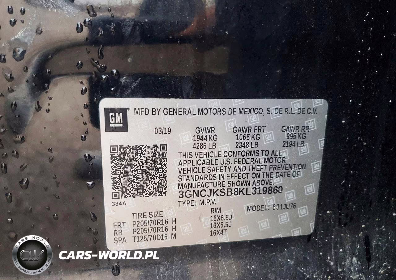 2019 Chevrolet Trax Ls VIN:3GNCJKSB8KL319860 - 14
