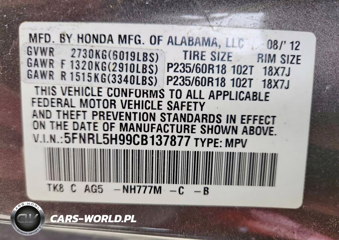 2012 Honda Odyssey Touring VIN:5FNRL5H99CB137877 - 14