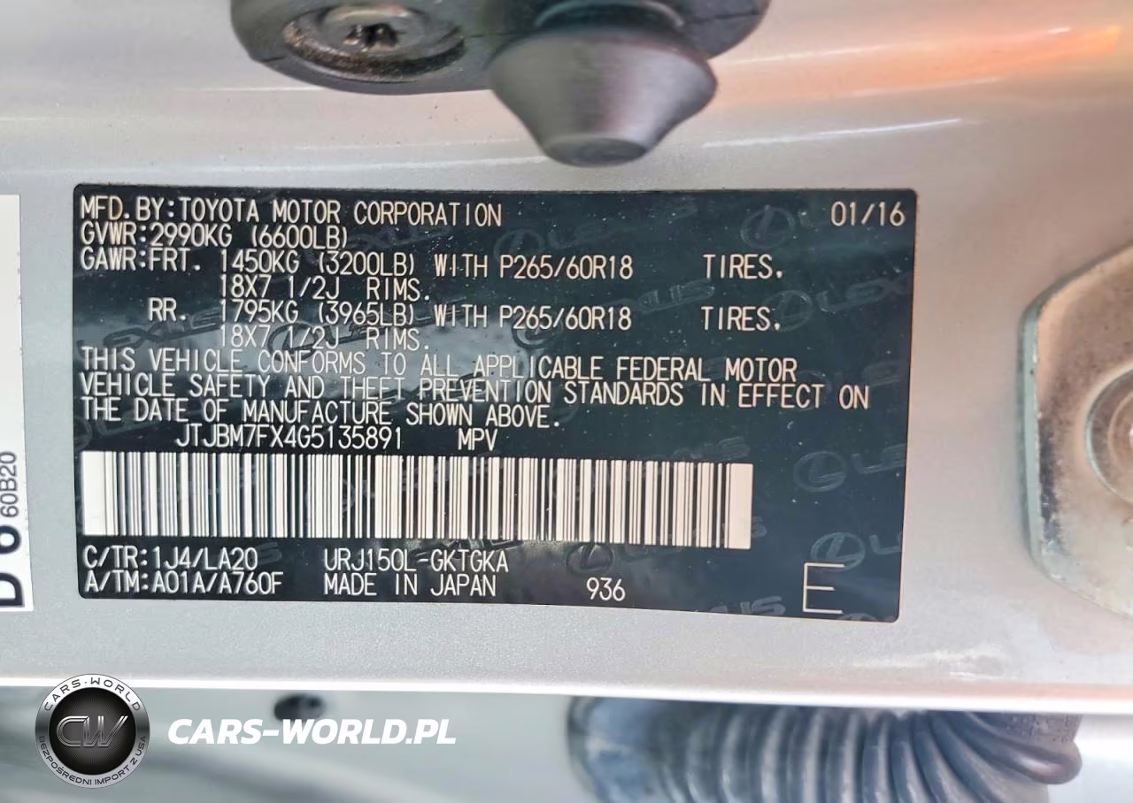 2016 Lexus Gx 460 VIN:JTJBM7FX4G5135891 - 12