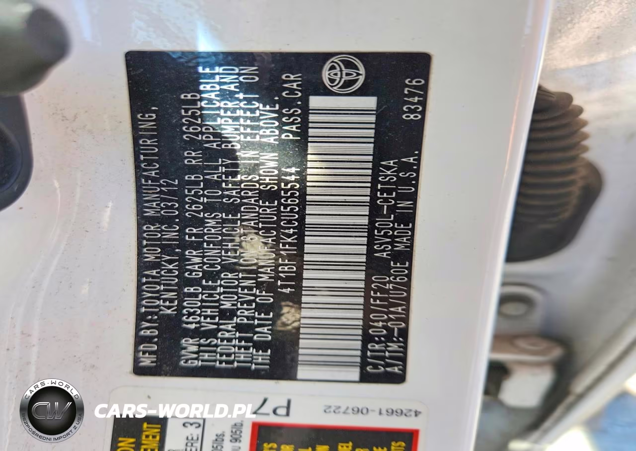 2012 Toyota Camry Se VIN:4T1BF1FK4CU565544 - 12