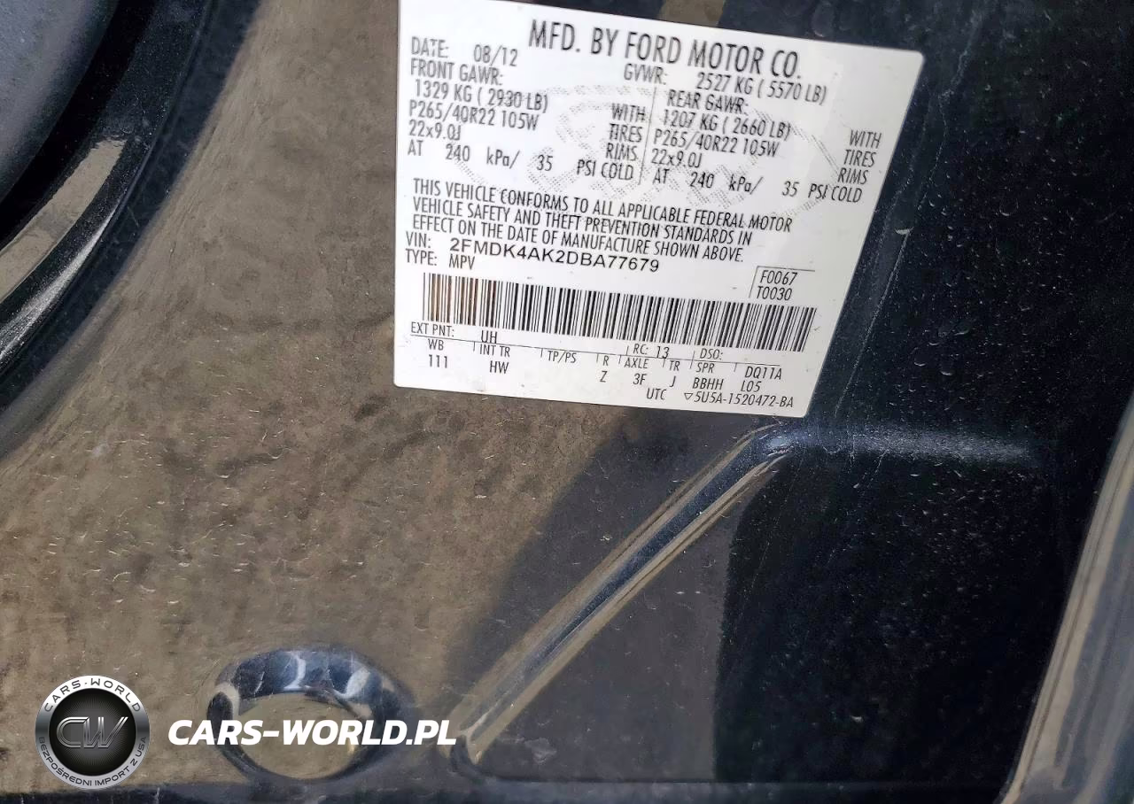 2013 Ford Edge Sport VIN:2FMDK4AK2DBA77679 - 13