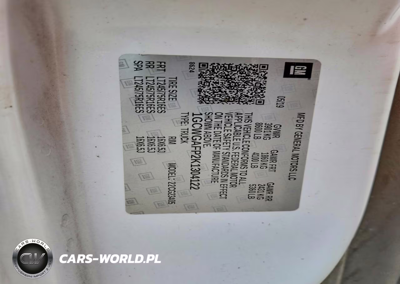 2019 Chevrolet Express G2500 VIN:1GCWGAFP2K1304122 - 12