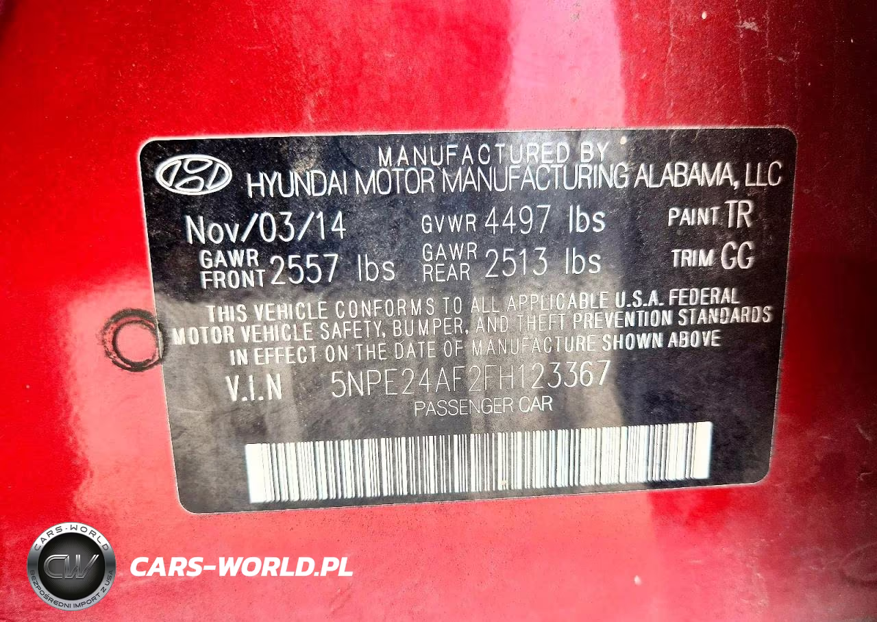 2015 Hyundai Sonata Se VIN:5NPE24AF2FH123367 - 12