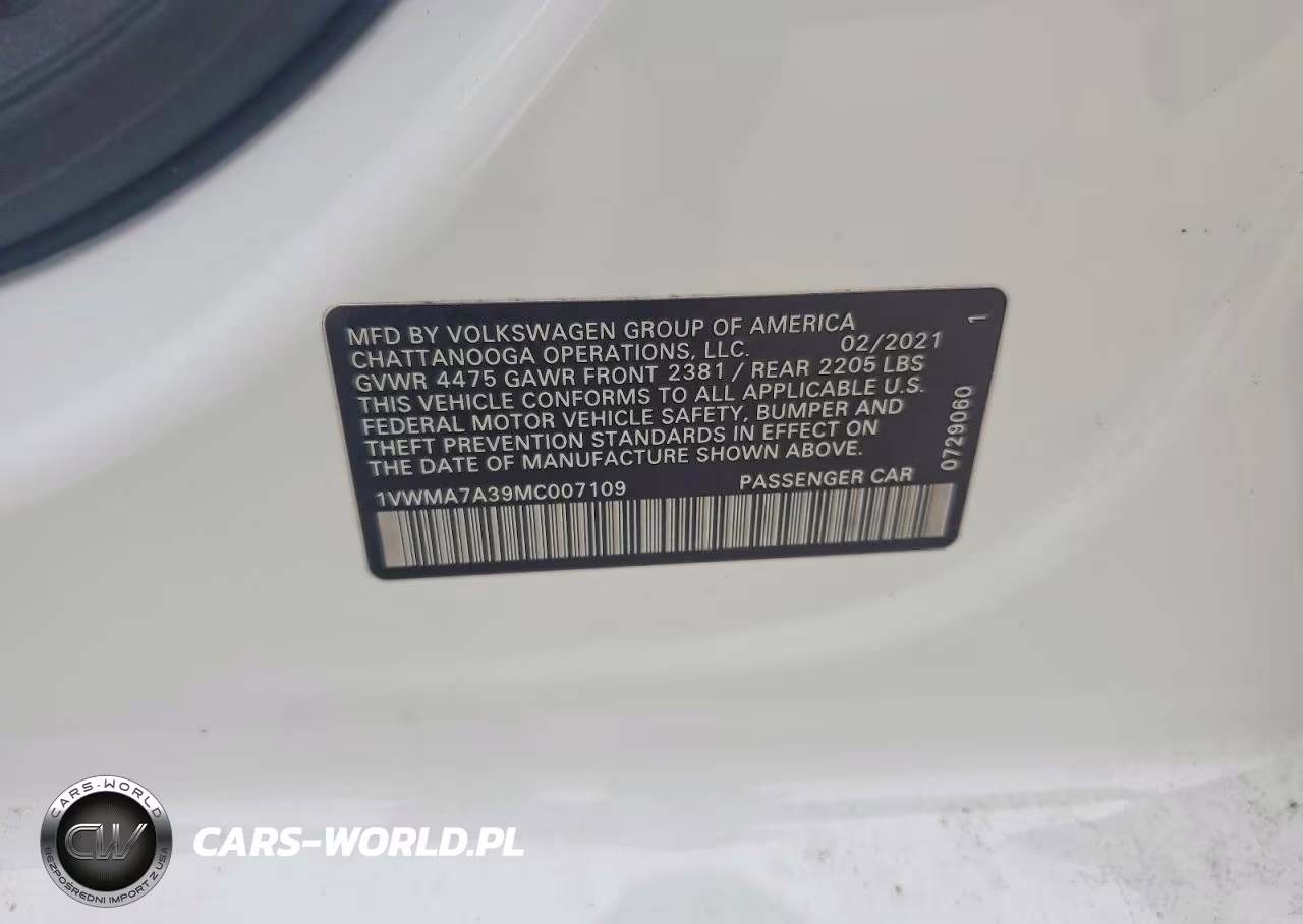 2021 Volkswagen Passat R-Line VIN:1VWMA7A39MC007109 - 12