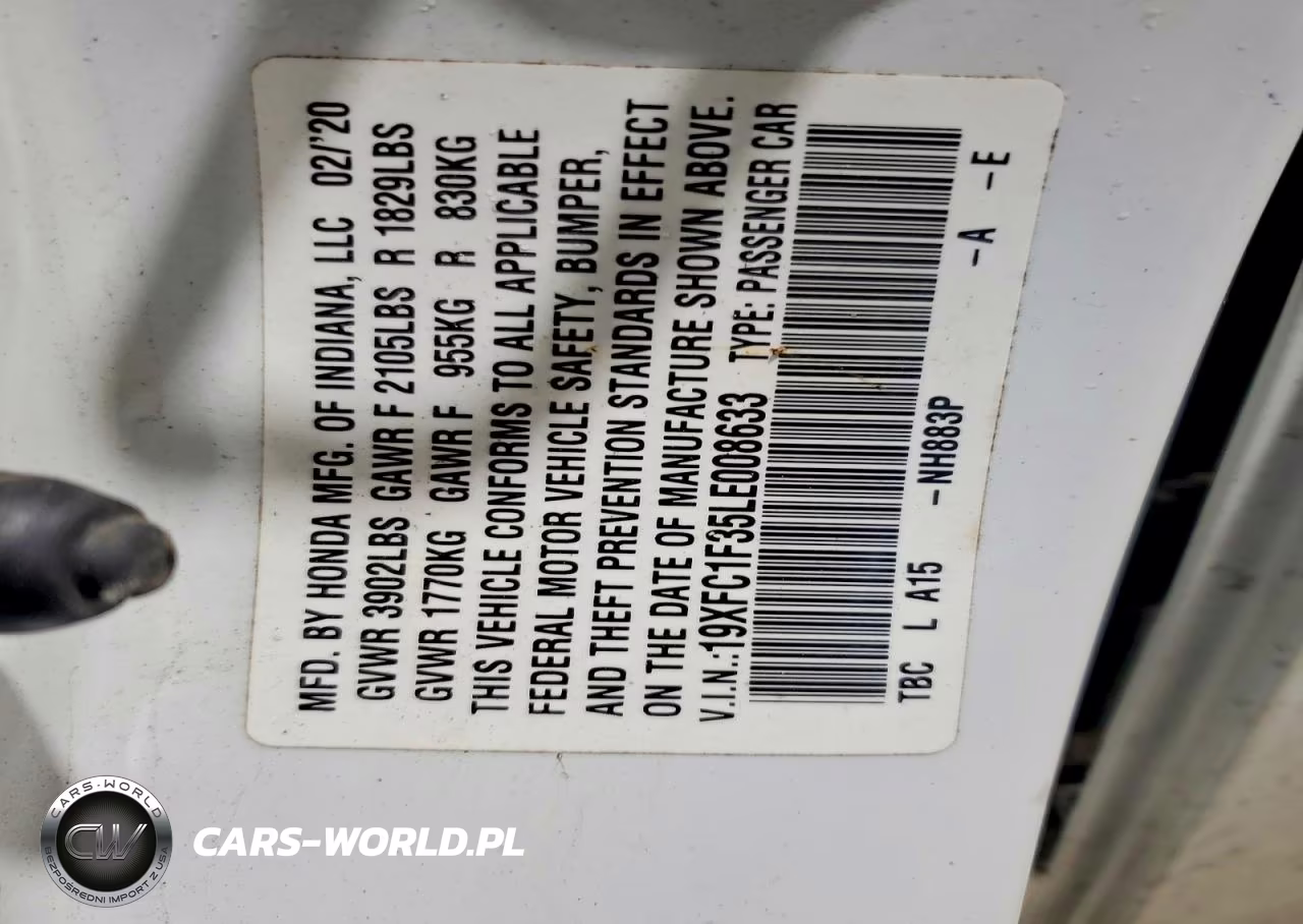 2020 Honda Civic Ex VIN:19XFC1F35LE008633 - 12