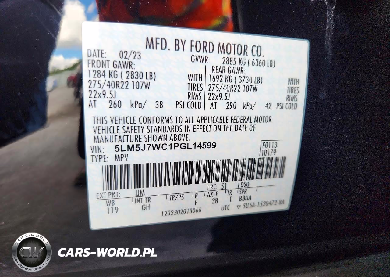 2023 LINCOLN AVIATOR RESERVE VIN:5LM5J7WC1PGL14599 - 13