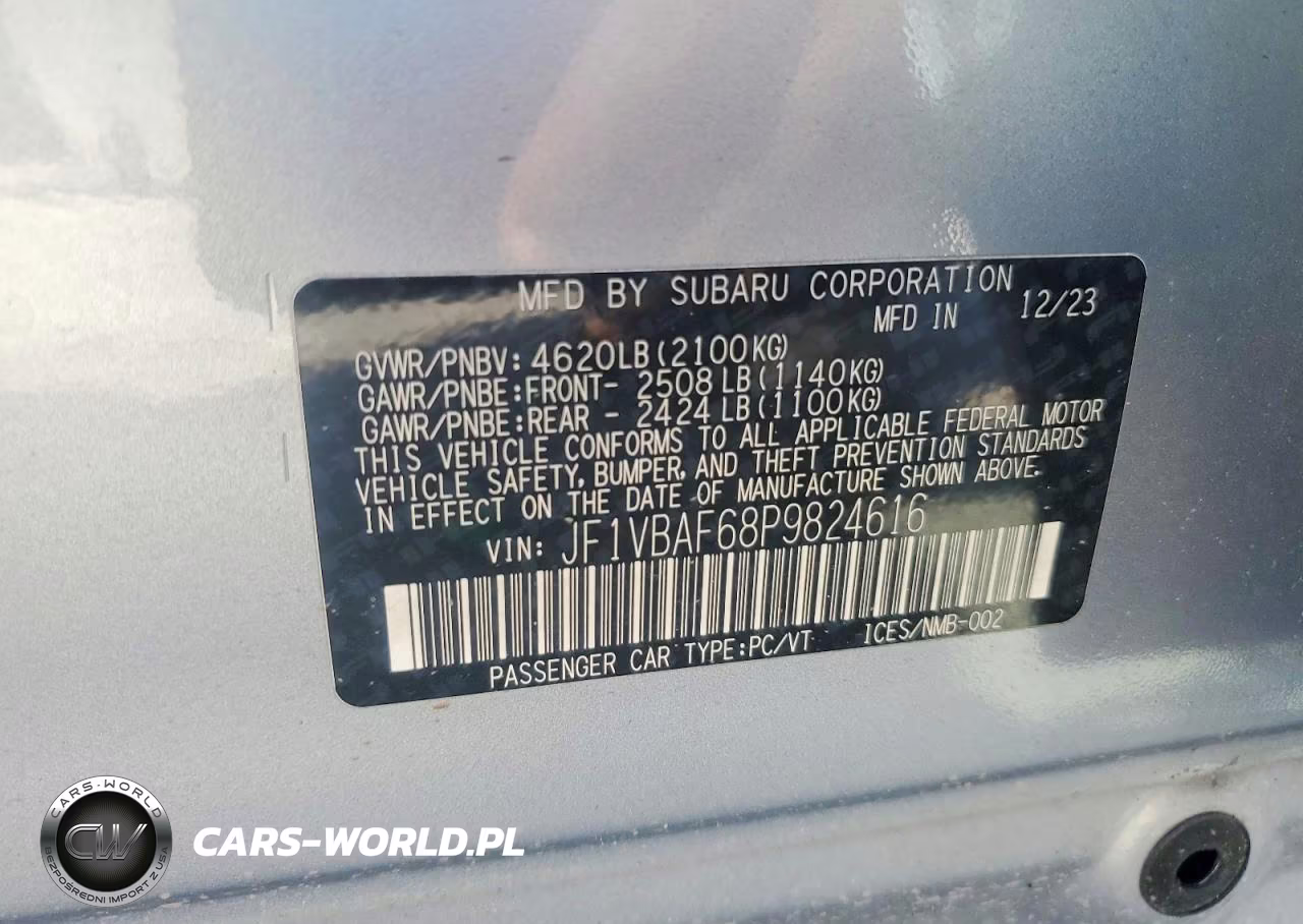 2023 Subaru Wrx Premium VIN:JF1VBAF68P9824616 - 13