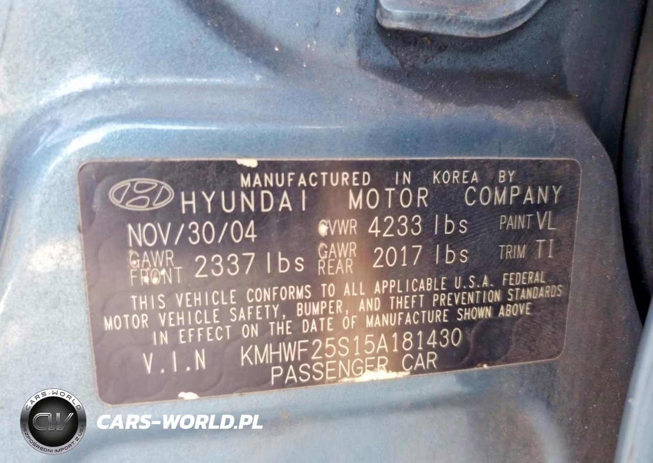 2005 Hyundai Sonata Gl VIN:KMHWF25S15A181430 - 12