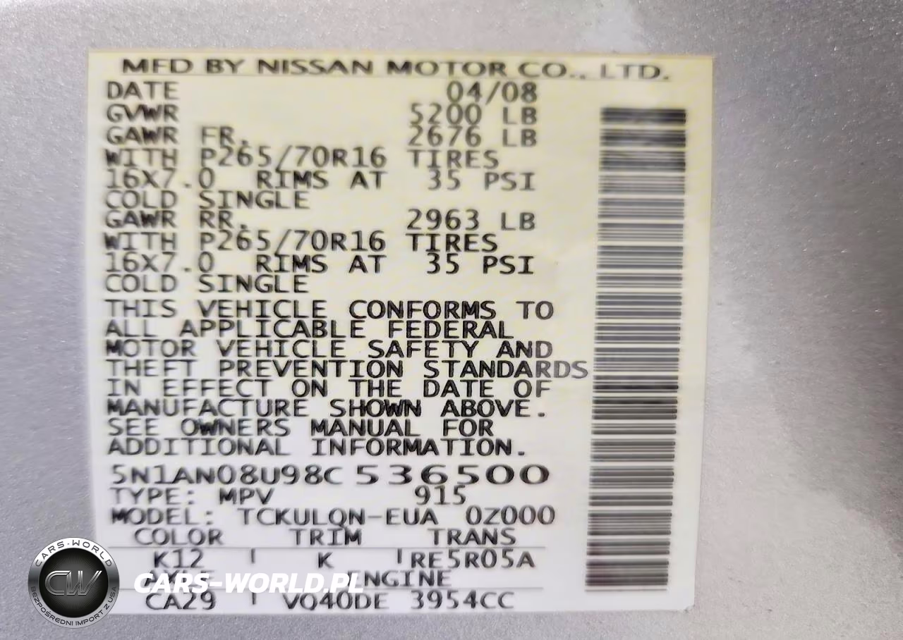 2008 Nissan Xterra X VIN:5N1AN08U98C536500 - 13