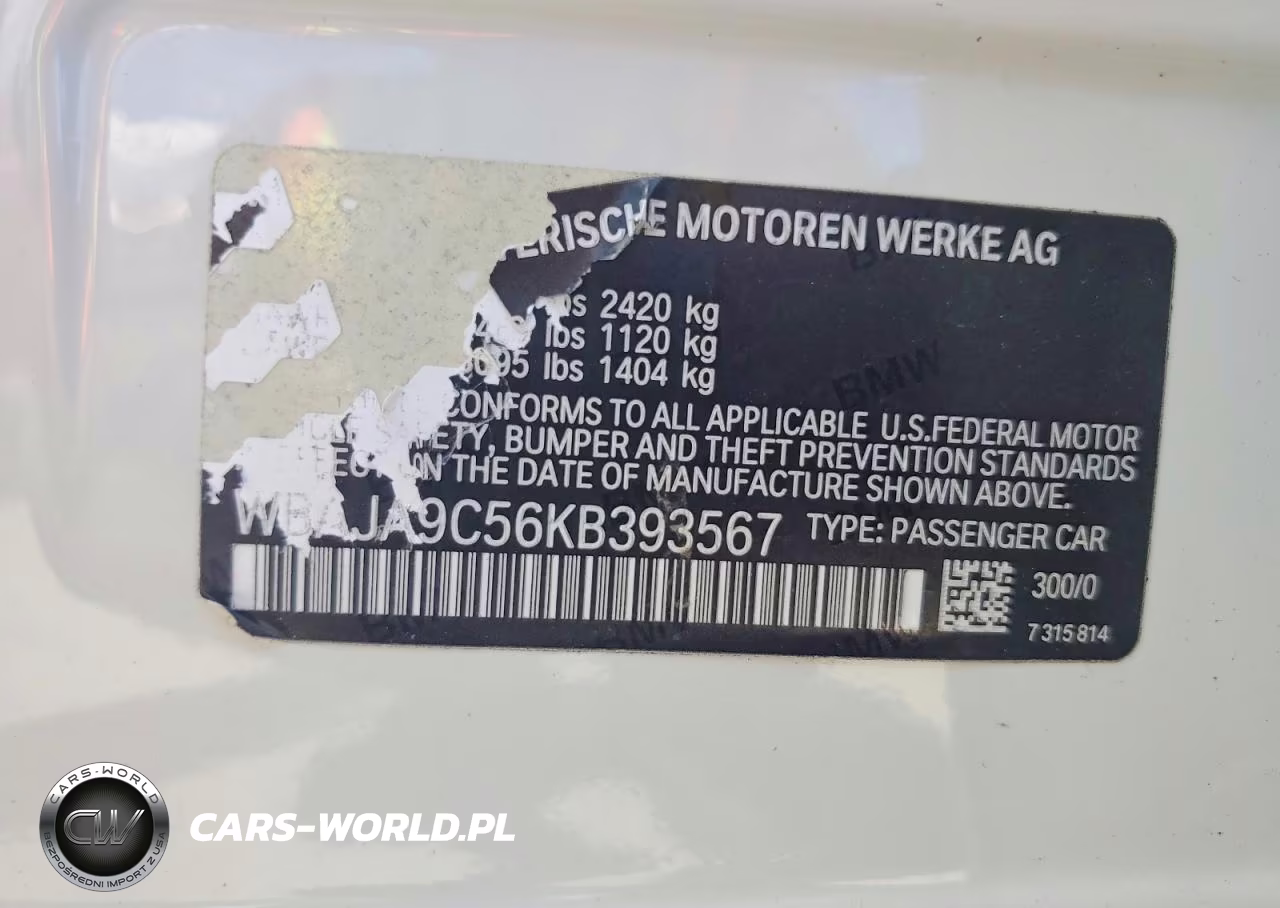2019 BMW 530E VIN:WBAJA9C56KB393567 - 12