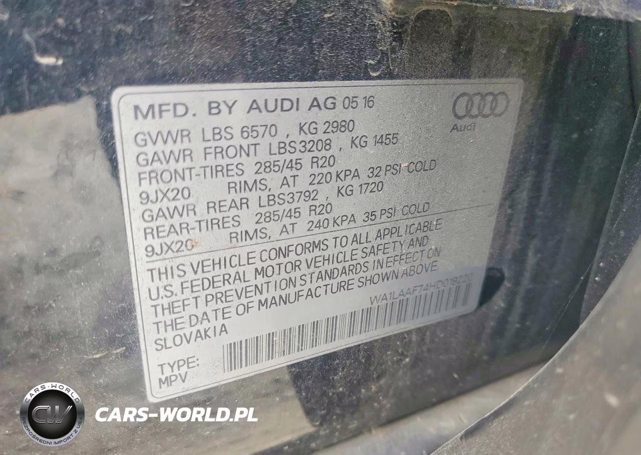 2017 Audi Q7 Premium Plus VIN:WA1LAAF74HD019220 - 13