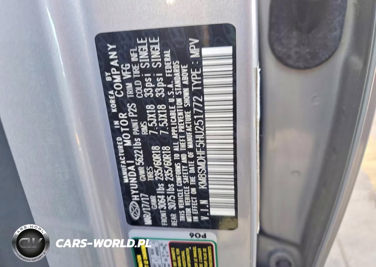 2017 Hyundai Santa Fe Se VIN:KM8SMDHF5HU251772 - 13