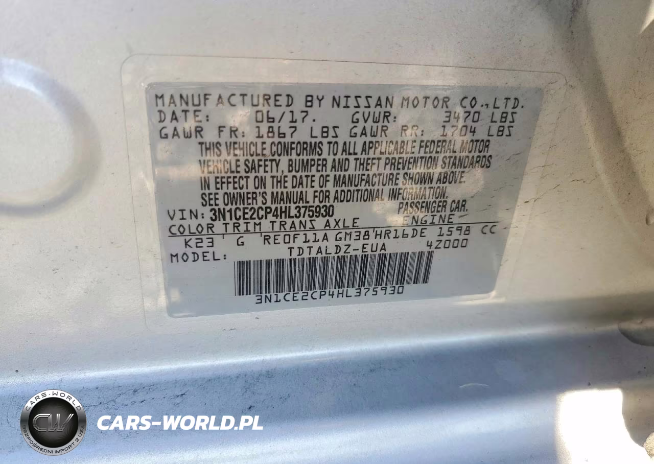 2017 Nissan Versa Note Sv VIN:3N1CE2CP4HL375930 - 12
