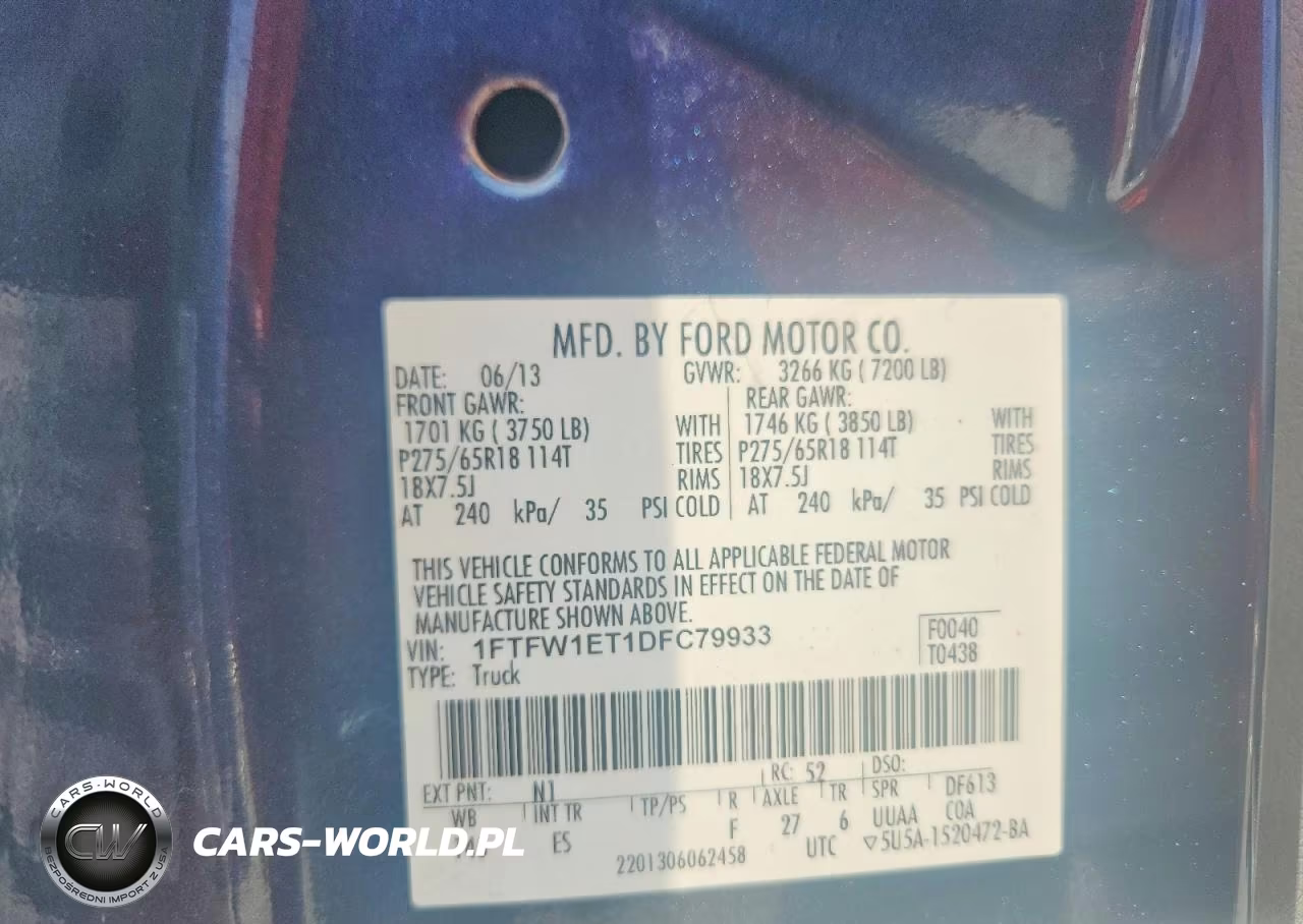 2013 Ford F150 Supercrew VIN:1FTFW1ET1DFC79933 - 13