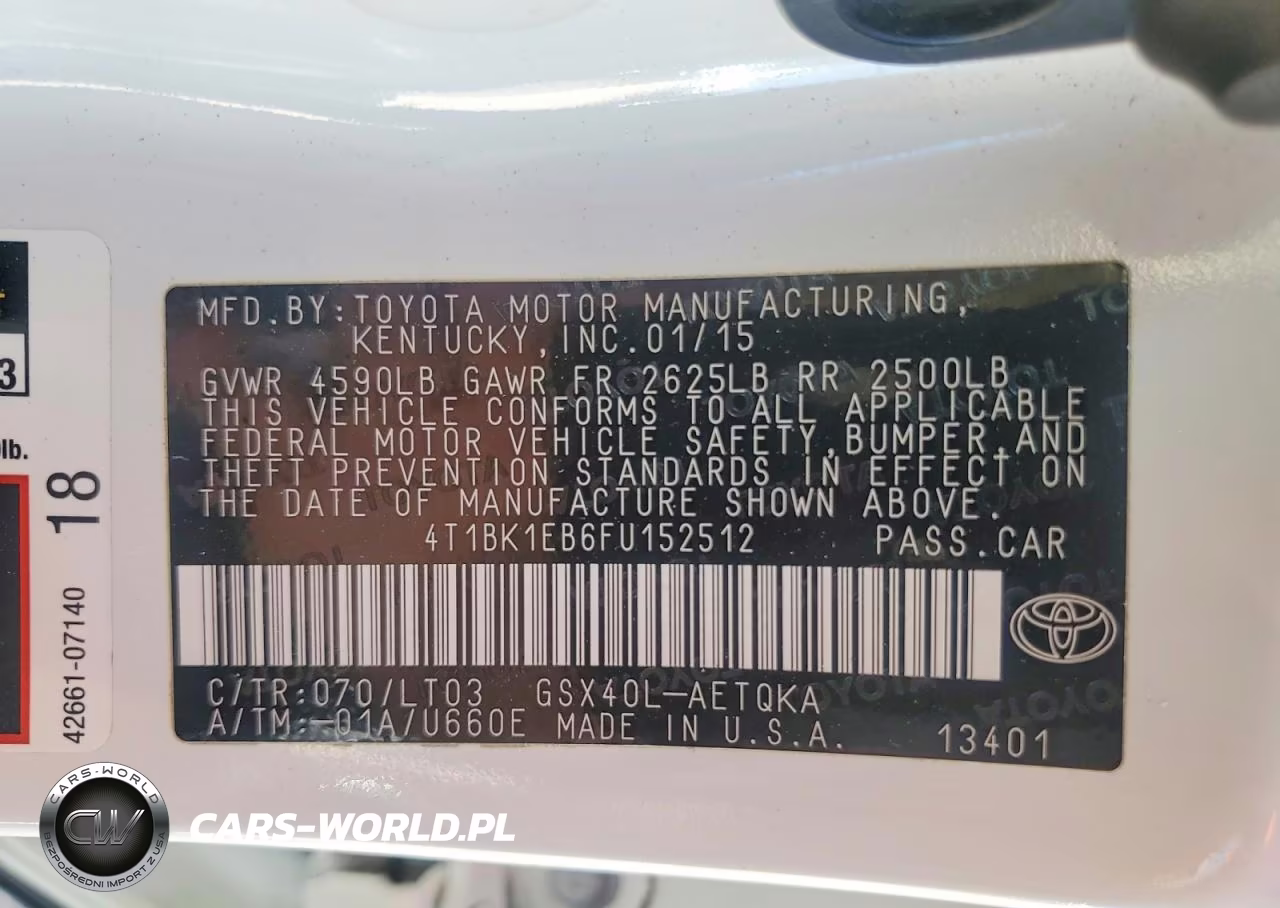 2015 Toyota Avalon Xle Touring VIN:4T1BK1EB6FU152512 - 12