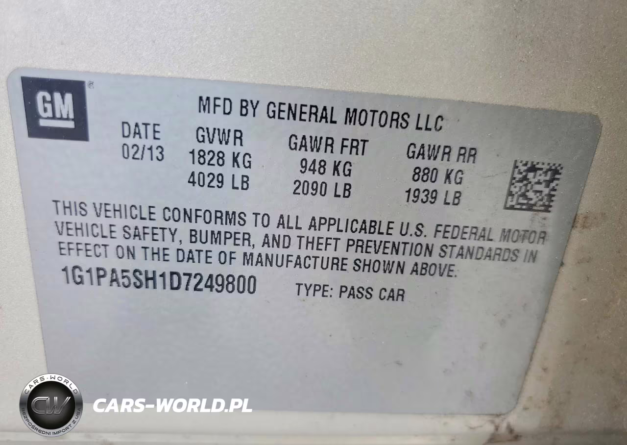 2013 Chevrolet Cruze Ls VIN:1G1PA5SH1D7249800 - 12