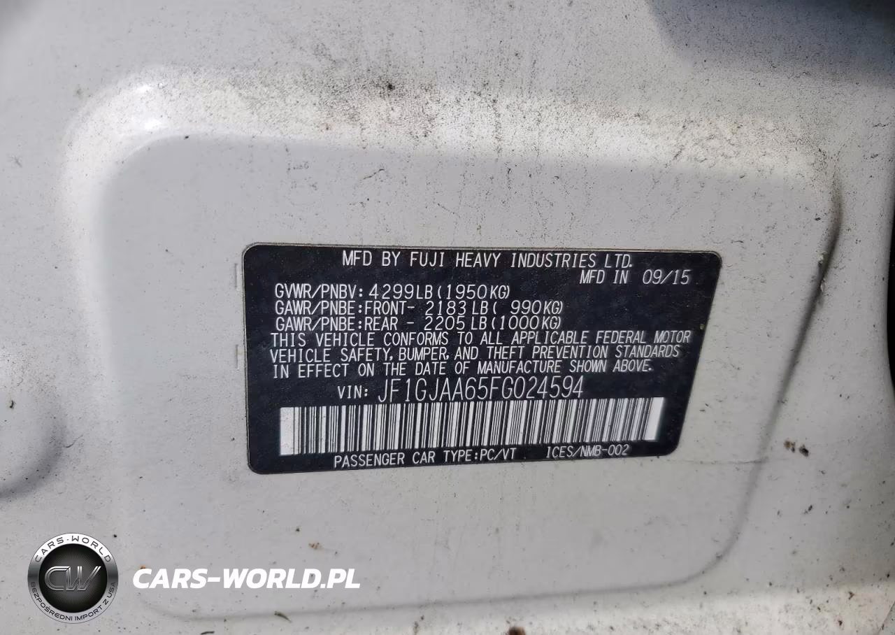2015 Subaru Impreza VIN:JF1GJAA65FG024594 - 12
