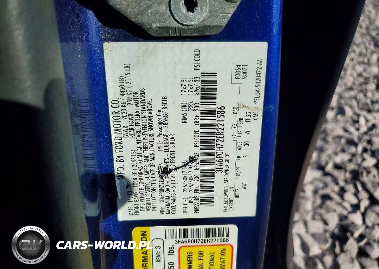 2014 Ford Fusion Se VIN:3FA6P0H72ER221586 - 12
