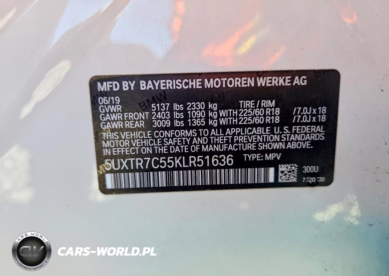 2019 BMW X3 Sdrive30I VIN:5UXTR7C55KLR51636 - 13