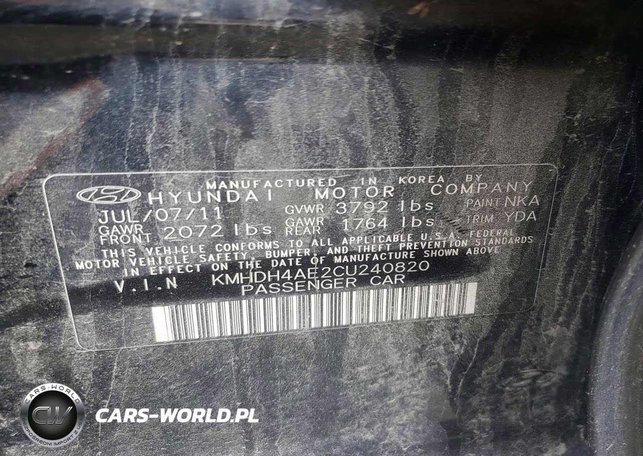 2012 Hyundai Elantra Gls VIN:KMHDH4AE2CU240820 - 12