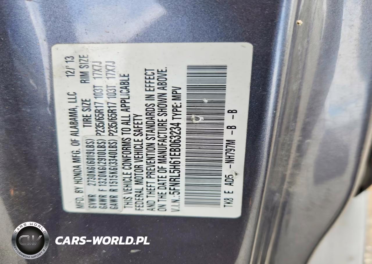 2014 Honda Odyssey Exl VIN:5FNRL5H61EB063234 - 13