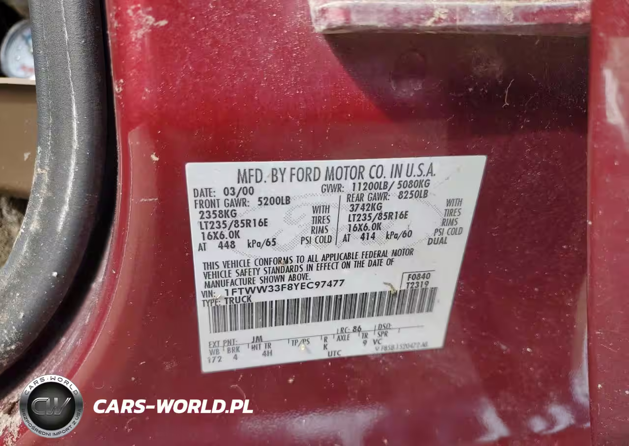 2000 Ford F350 Super Duty VIN:1FTWW33F8YEC97477 - 12