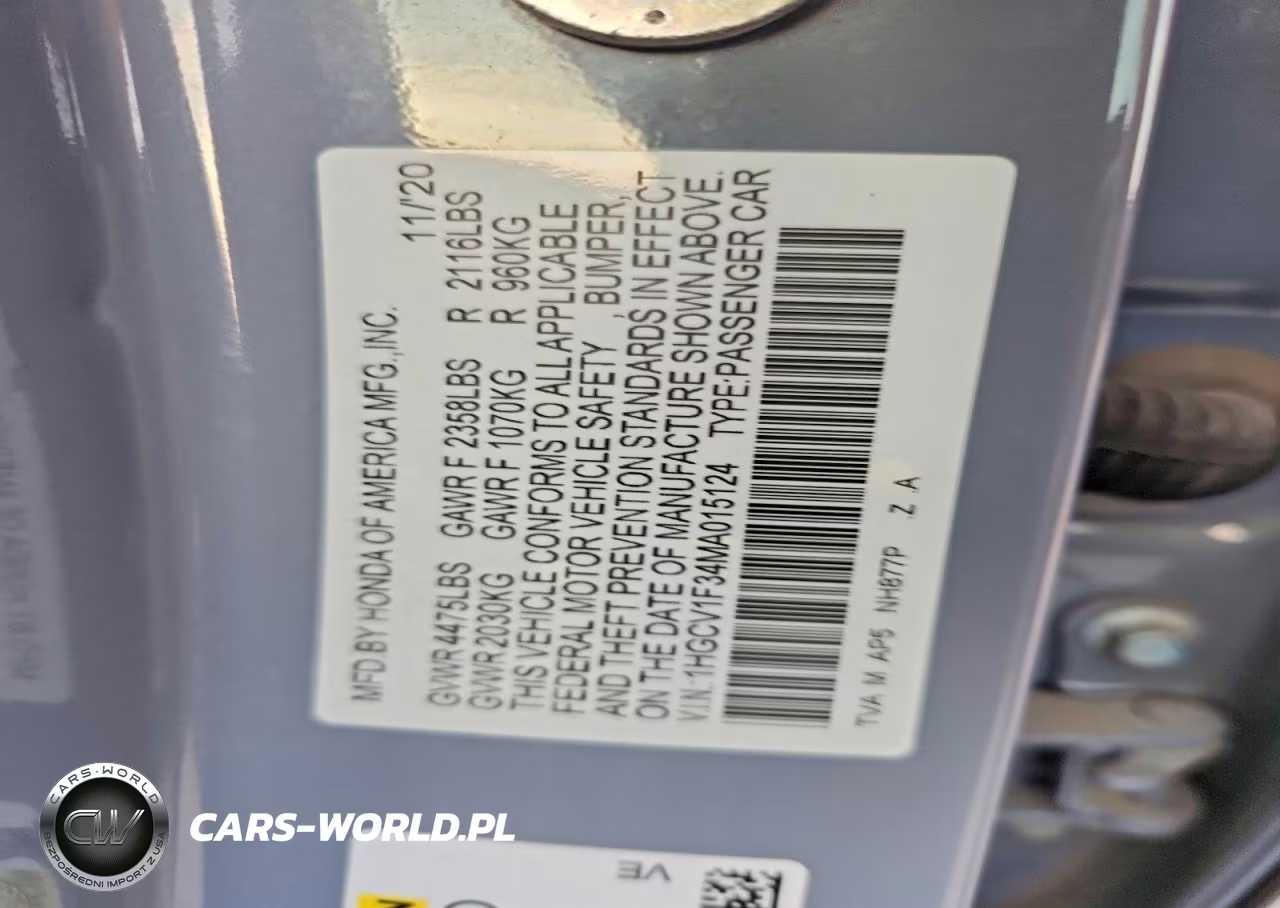2021 Honda Accord Sport VIN:1HGCV1F34MA015124 - 12