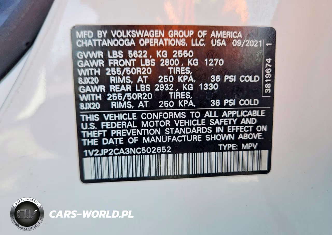 2022 Volkswagen Atlas Se VIN:1V2JP2CA3NC502652 - 13