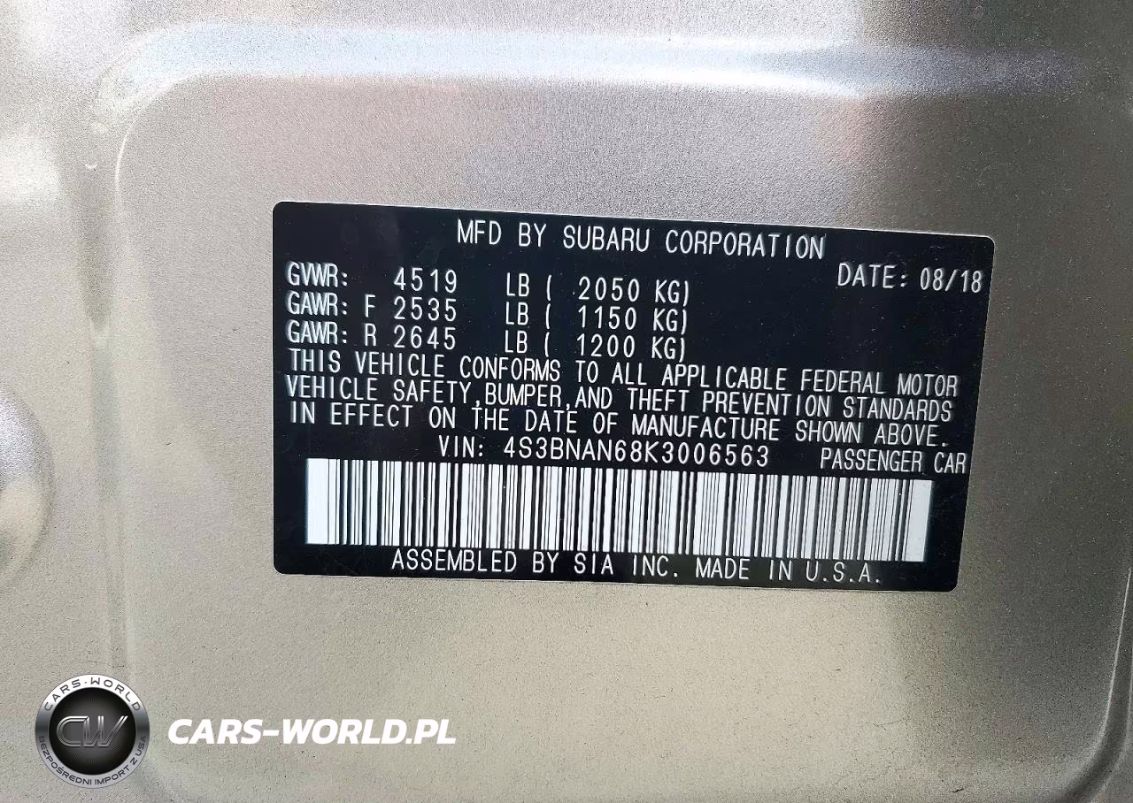 2019 Subaru Legacy 2.5I Limited VIN:4S3BNAN68K3006563 - 13