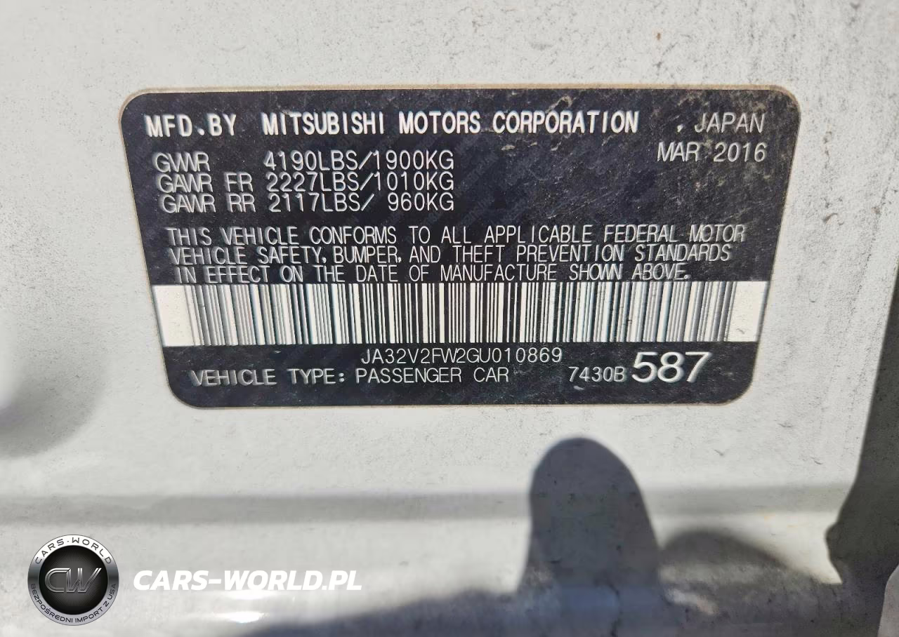 2016 Mitsubishi Lancer Es VIN:JA32V2FW2GU010869 - 13
