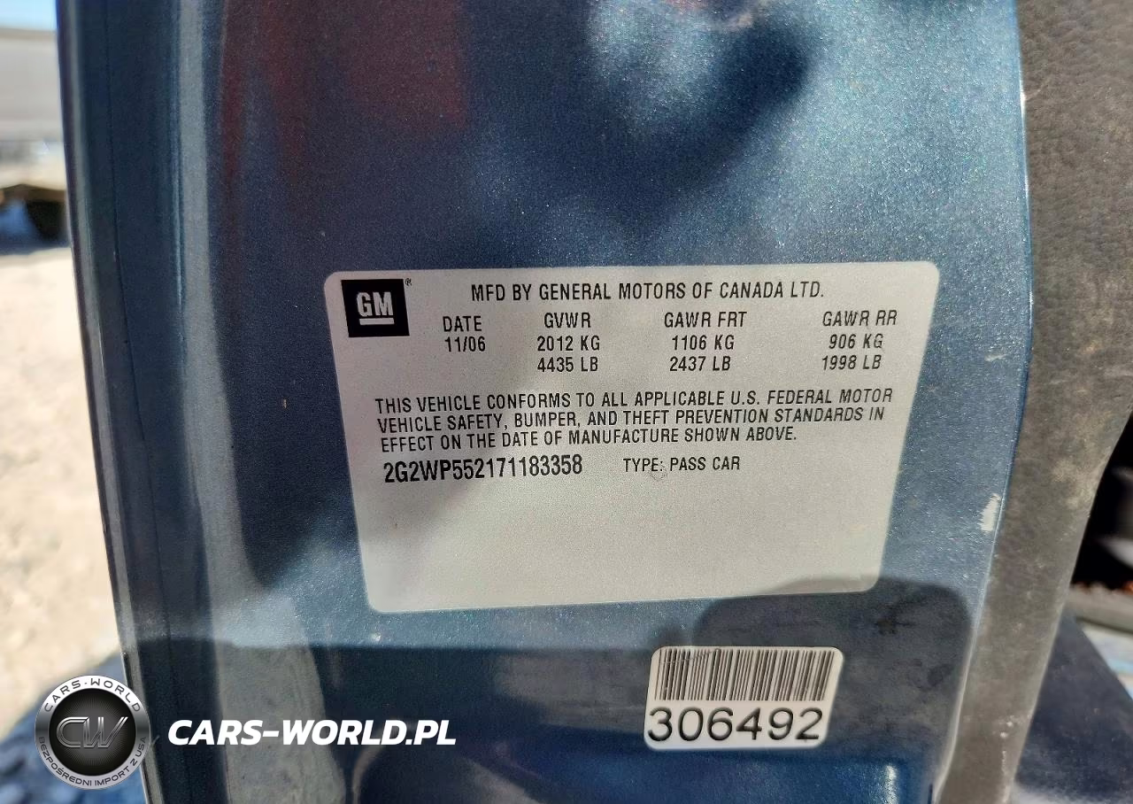 2007 Pontiac Grand Prix VIN:2G2WP552171183358 - 12
