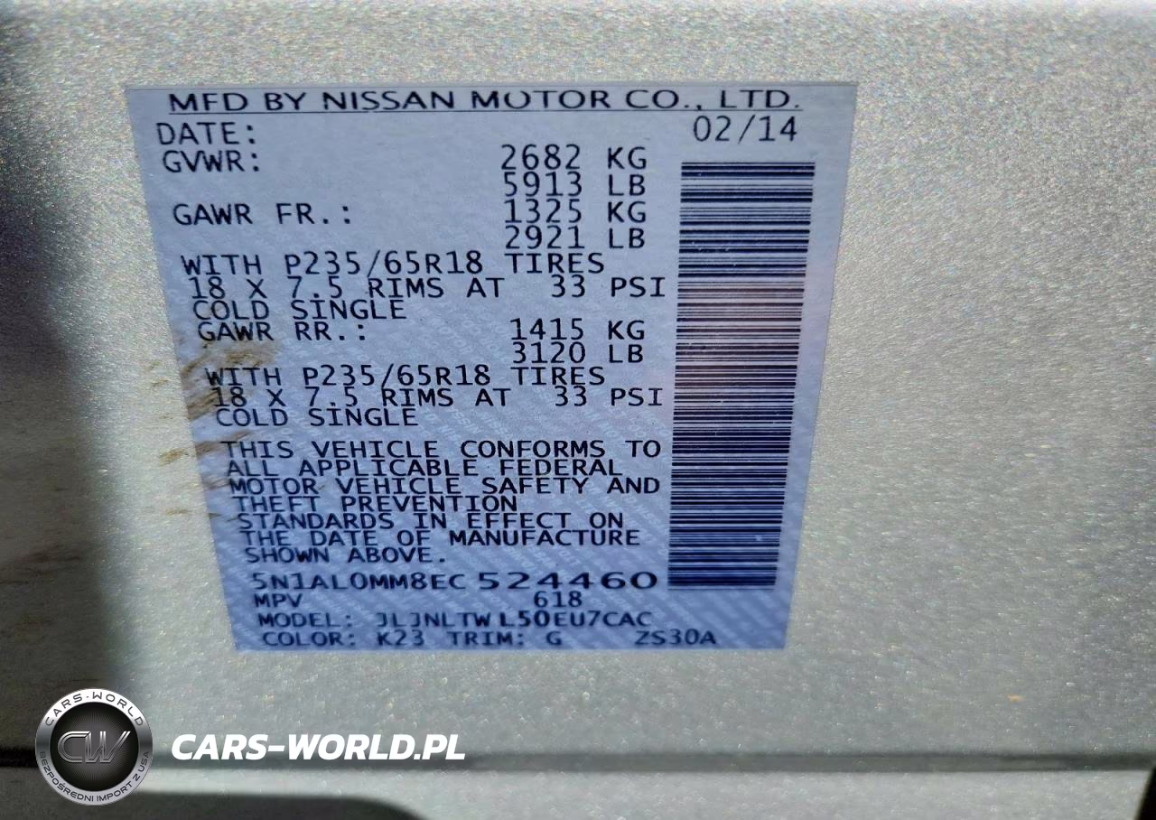 2014 Infiniti Qx60 Base VIN:5N1AL0MM8EC524460 - 13