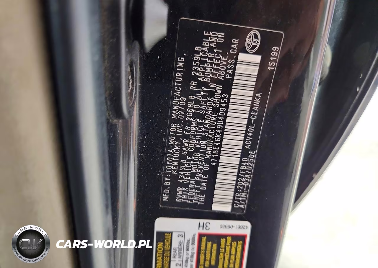 2009 Toyota Camry VIN:4T1BE46K49U409453 - 12