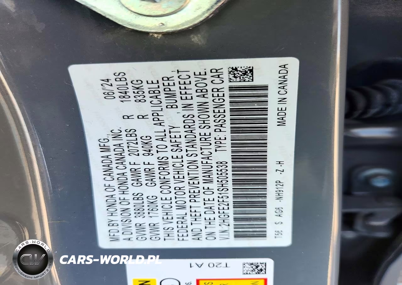 2025 Honda Civic Sport VIN:2HGFE2F51SH505538 - 12