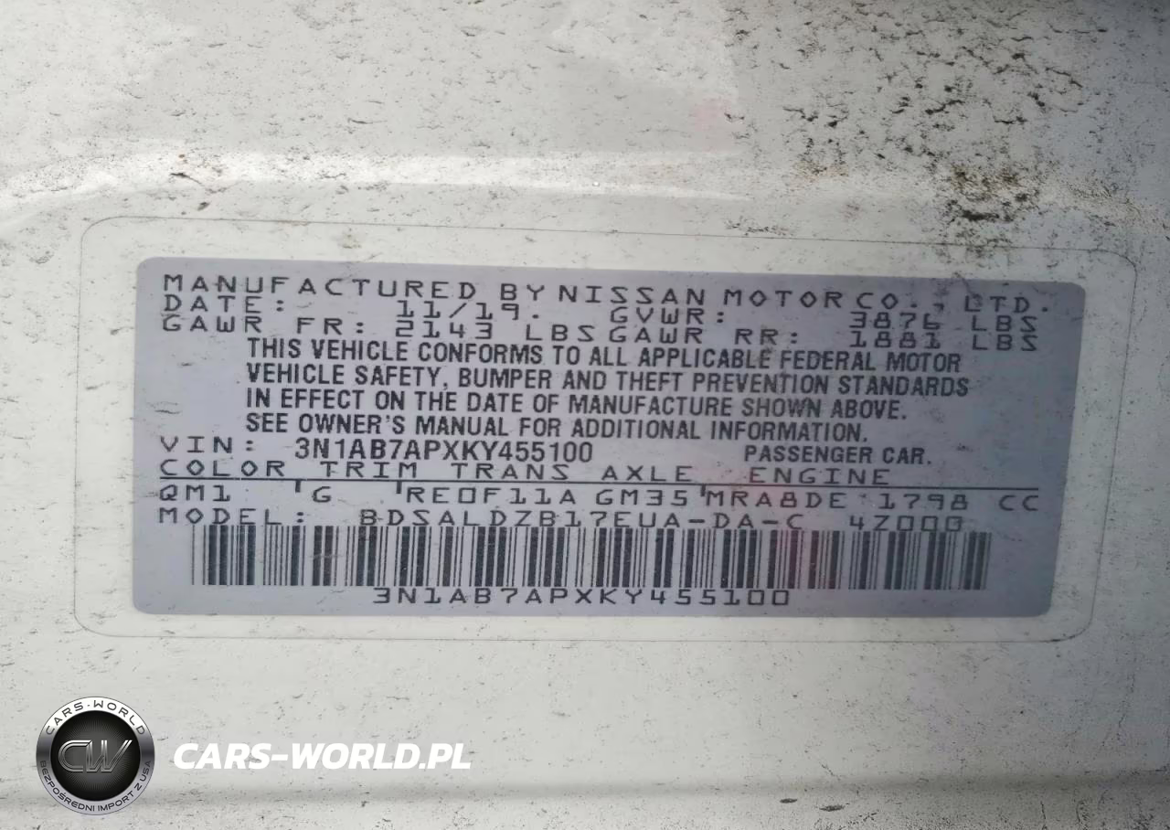 2019 Nissan Sentra Sv VIN:3N1AB7APXKY455100 - 12