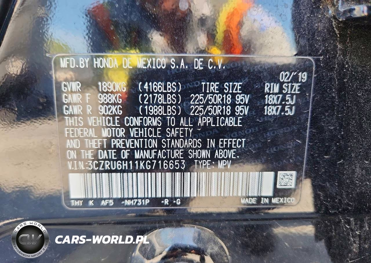 2019 Honda Hr-V Sport VIN:3CZRU6H11KG716653 - 13
